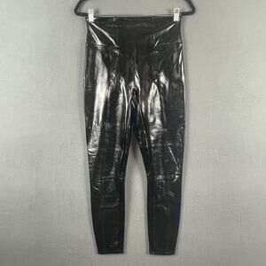 Spanx Faux Patent Leather Leggings Womens Medium Shaping High Rise Stretch Pants